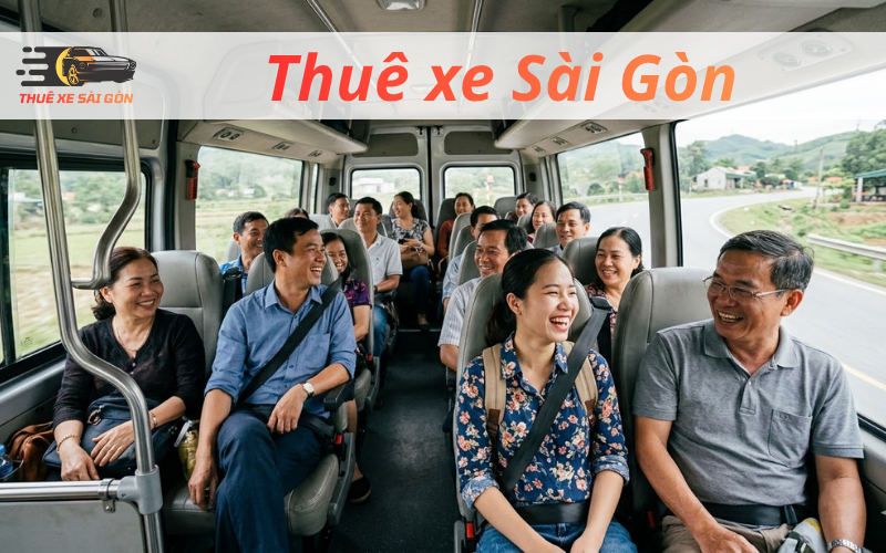 khách hài lòng khi thuê xe 16 chỗ