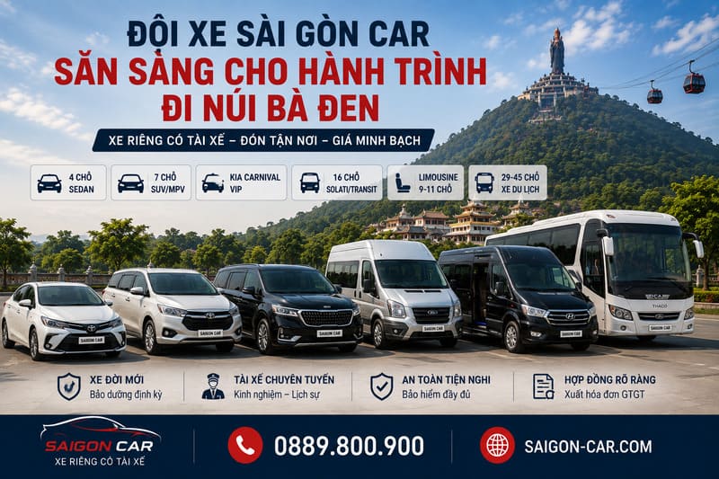 Đội xe Sài Gòn Car đi Núi Bà Đen